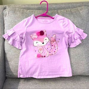 Isaac Mizrahi Squirrel Ruffled Sleeves Top